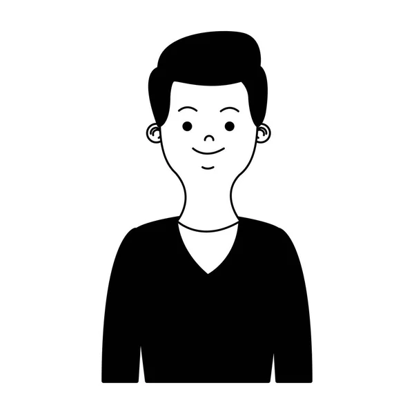 Mladý muž profil v černé a bílé — Stockový vektor