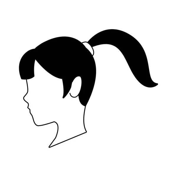 Cabeza sin rostro de mujer en blanco y negro — Vector de stock