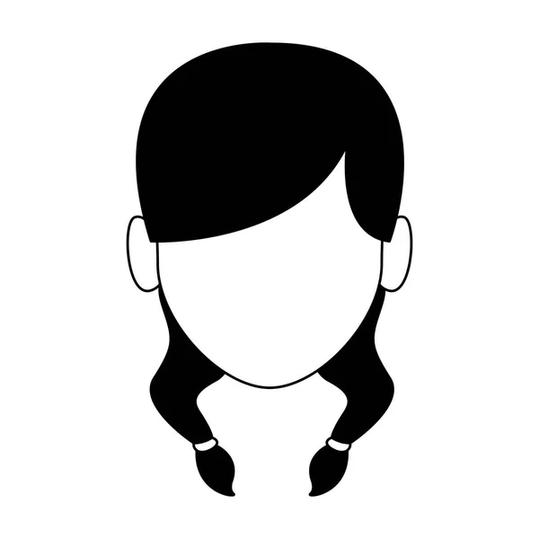 Cabeza sin rostro de mujer en blanco y negro — Vector de stock