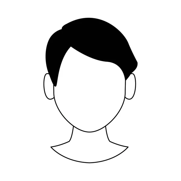 Cabeza sin rostro hombre en blanco y negro — Vector de stock