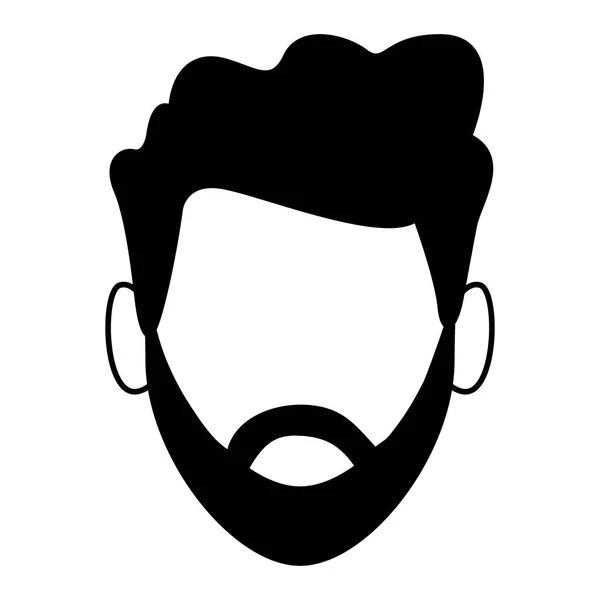 Hombre con cabeza de barba sin rostro en blanco y negro — Archivo Imágenes Vectoriales