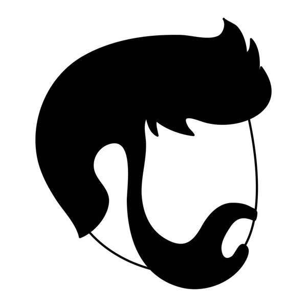 Homem com cabeça de barba sem rosto em preto e branco — Vetor de Stock