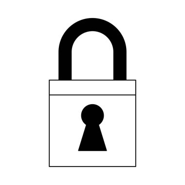 Asma kilit güvenlik amblemi siyah beyaz