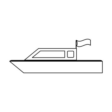 Siyah-beyaz izole balıkçı teknesi