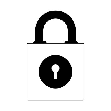 Asma kilit güvenlik sembolü siyah beyaz