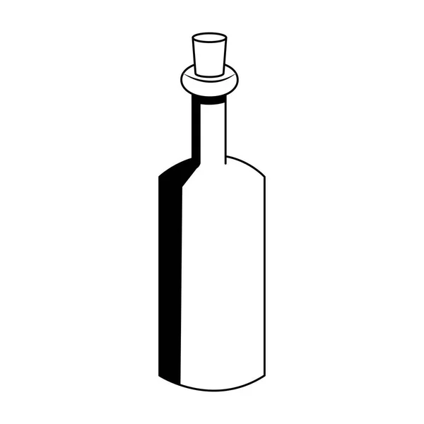 Botella de aceite aislada en blanco y negro — Vector de stock