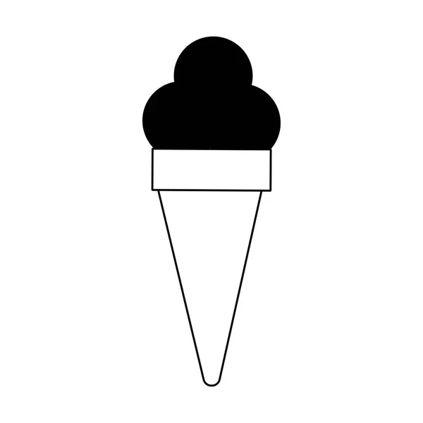 Конус морозива в чорно-білому — стоковий вектор