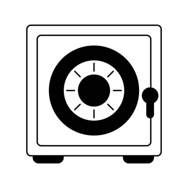 Kasa güvenlik para sembol siyah beyaz