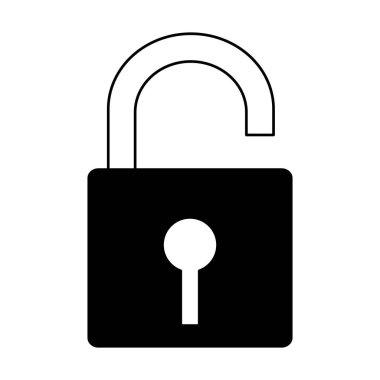 Asma kilit izole içinde siyah ve beyaz kilidi