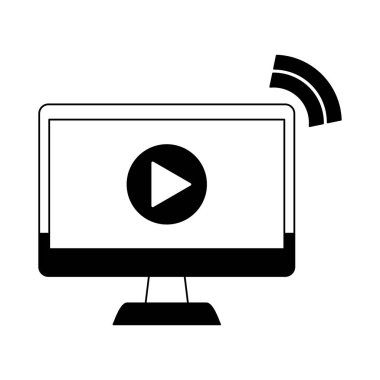 Siyah beyaz bilgisayarda video oynatıcı