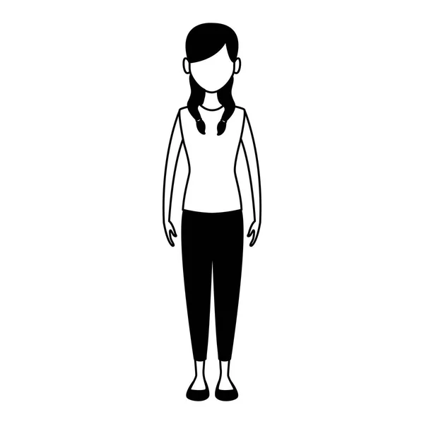 Ung kvinna avatar i svart och vitt — Stock vektor