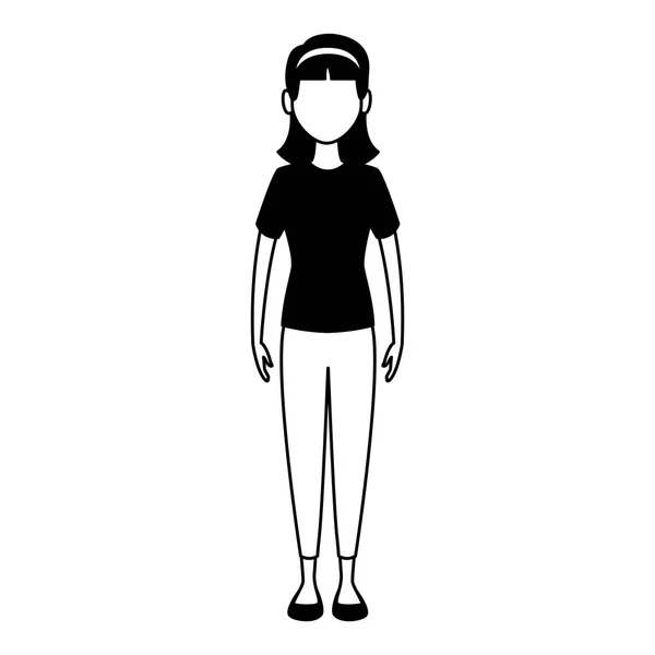 Young woman avatar in black and white — Stock Vector