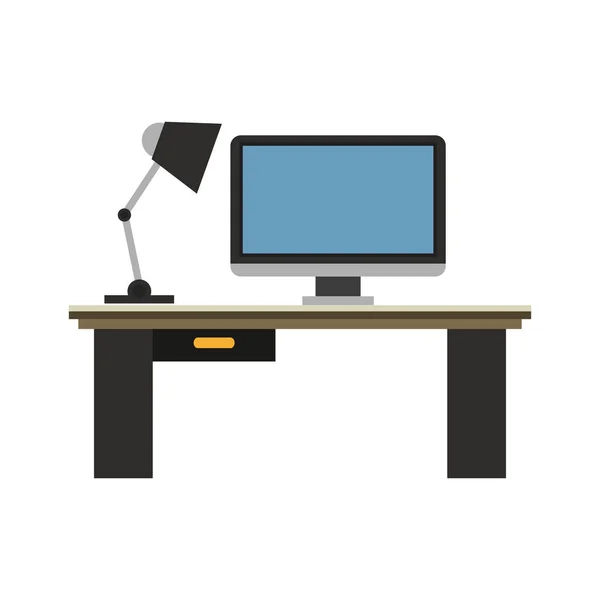Bureau avec ordinateur — Image vectorielle