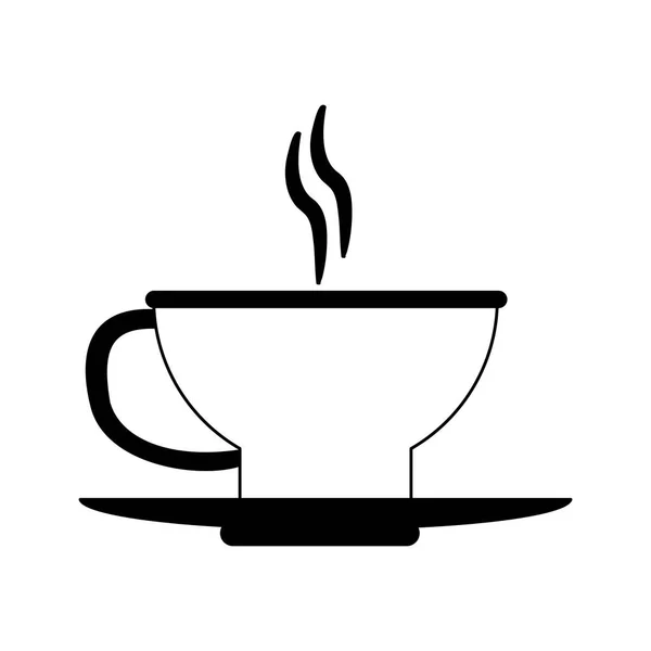 Sıcak kahve fincanı siyah beyaz — Stok Vektör