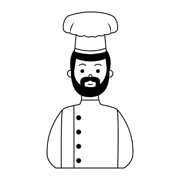 Male chef avatar in black and white — Stock Vector