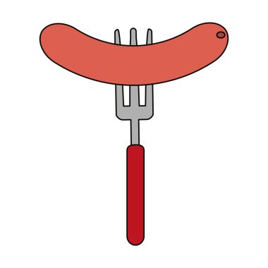 sosis çatal üzerinde