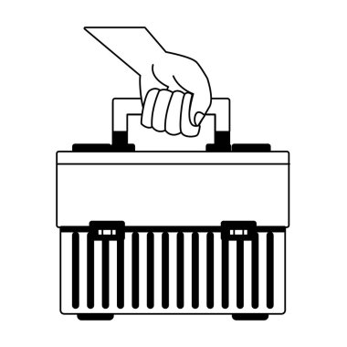 Siyah beyaz araç kutusu tutan el