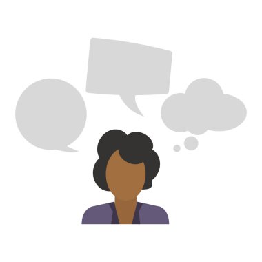 Konuşma baloncukları olan iş kadını