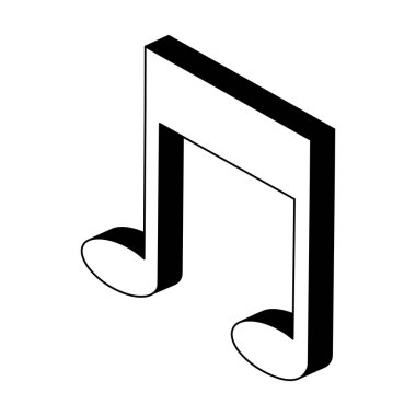 Müzik Not izometrik sembol siyah beyaz