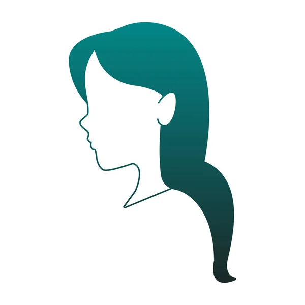 青い線で女性顔頭部 — ストックベクタ