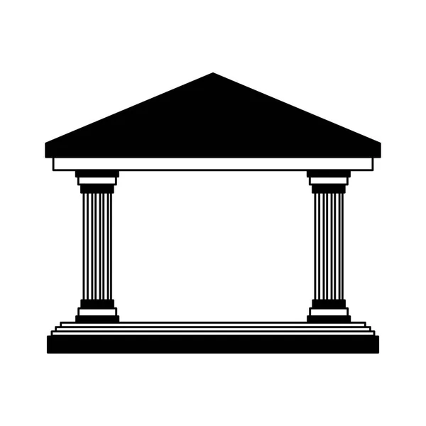 Symbole du bâtiment bancaire en noir et blanc — Image vectorielle