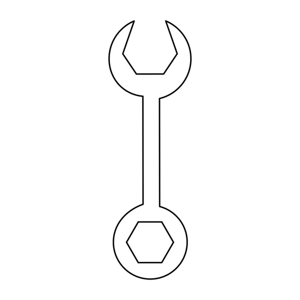 Herramienta de construcción de llave inglesa en blanco y negro — Vector de stock