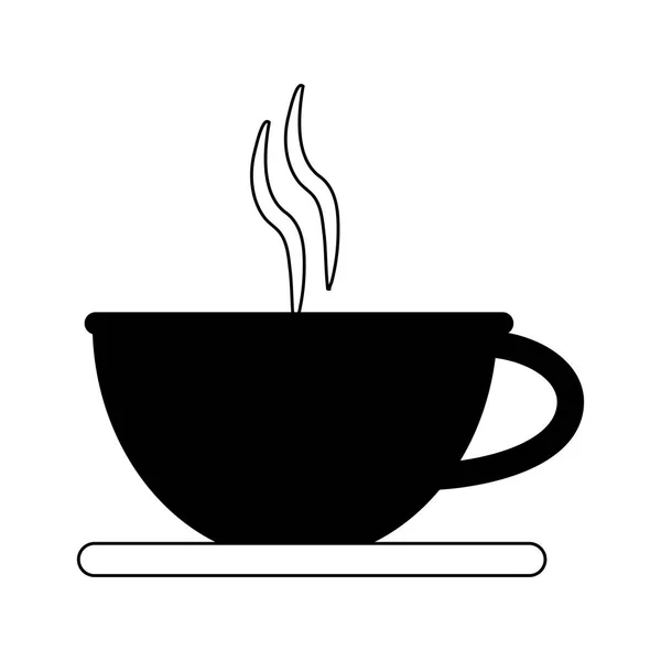 Xícara de café quente em preto e branco — Vetor de Stock