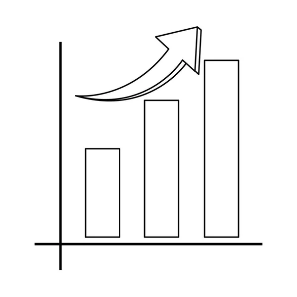 Gráfico de estatísticas aumentando em preto e branco —  Vetores de Stock