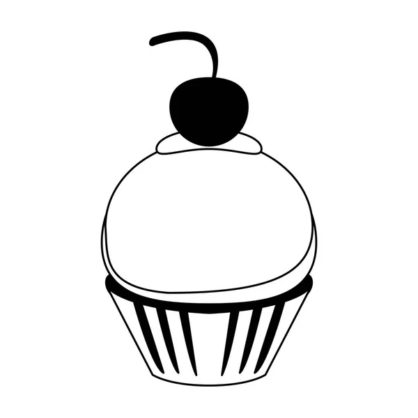 Cupcake επιδόρπιο που απομονώνονται σε μαύρο και άσπρο — Διανυσματικό Αρχείο