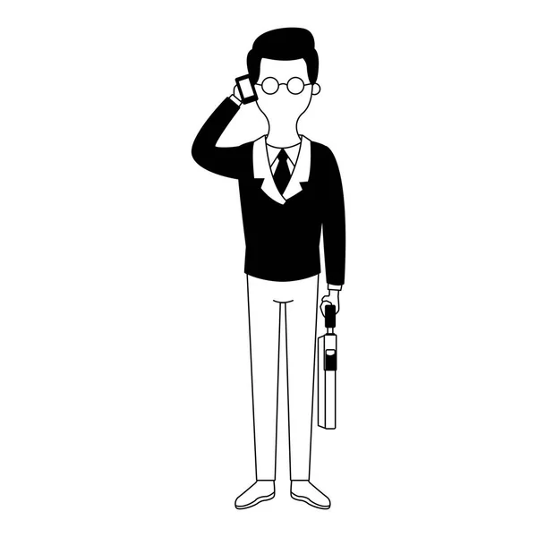 Profil de jeune homme d'affaires sans visage en noir et blanc — Image vectorielle