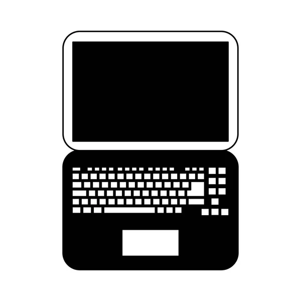 Laptop-Technologie isoliert in Schwarz-Weiß — Stockvektor