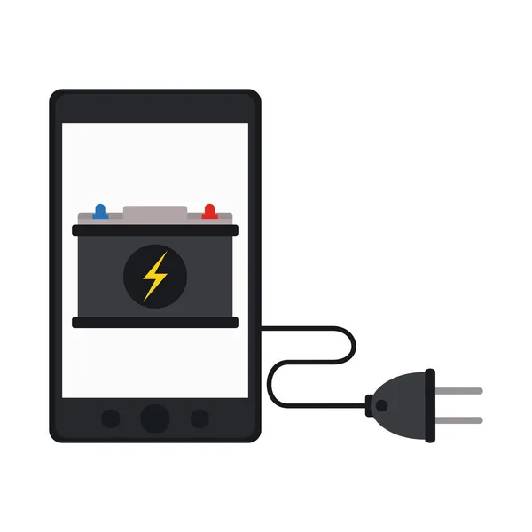 Carga y cable de la batería del coche Smartphone — Vector de stock