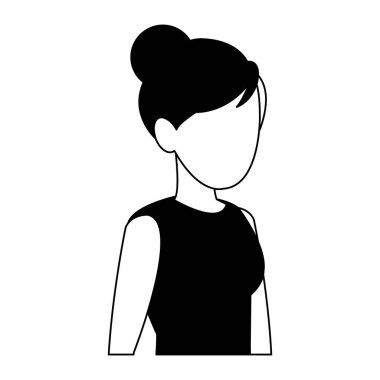 Genç kadın meçhul avatar siyah beyaz