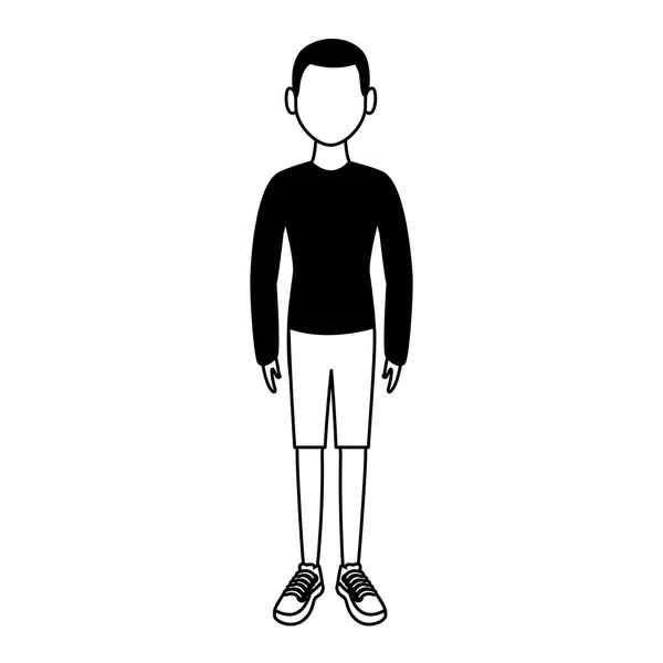 Junger Mann Cartoon Avatar in schwarz und weiß — Stockvektor