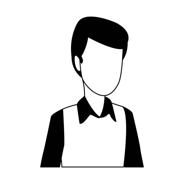 Man faceless profile in black and white — Stock Vector