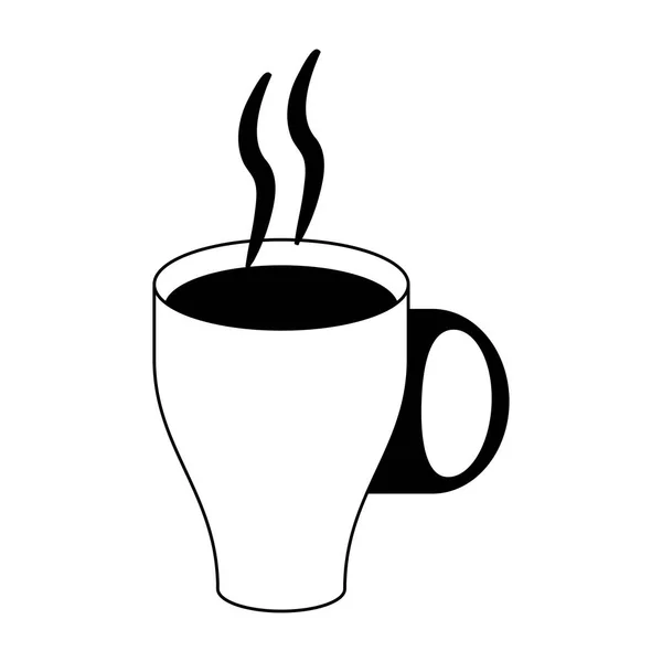 Taza de café caliente en blanco y negro — Vector de stock