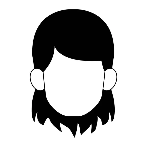 Cabeza sin rostro de mujer en blanco y negro — Vector de stock