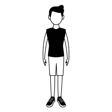 Genç adam çizgi film avatar siyah beyaz