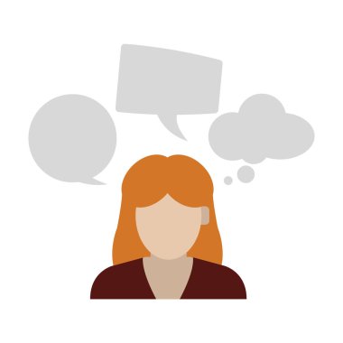 Konuşma baloncukları olan iş kadını