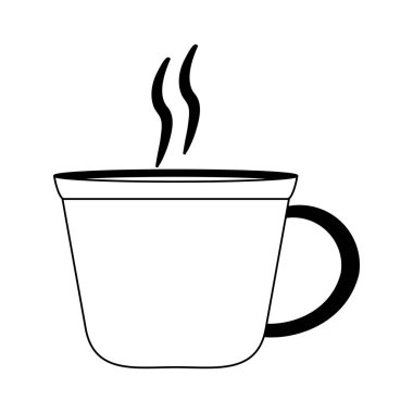 Sıcak kahve fincanı siyah beyaz