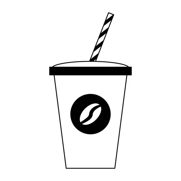 Xícara de café para ir em preto e branco — Vetor de Stock