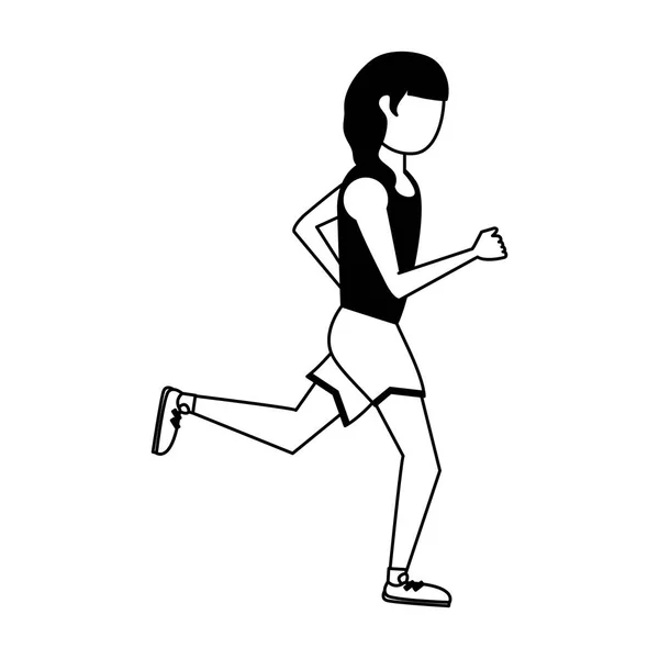 Mujer fitness corriendo en blanco y negro — Archivo Imágenes Vectoriales