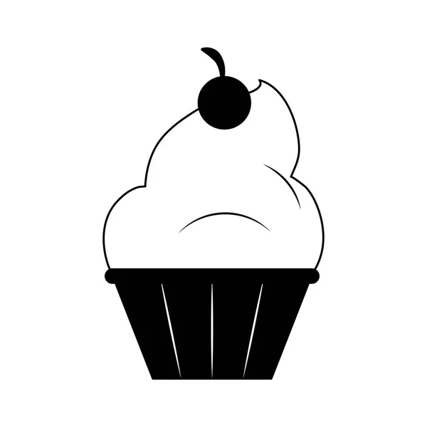 Delicious cupcake dessert in black and white — Stock Vector