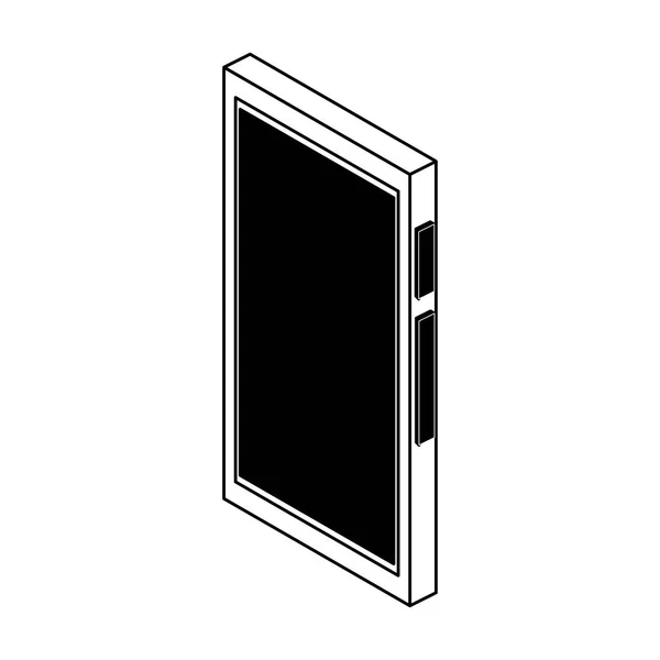 Smartphone izometrikus szimbólum fekete-fehér — Stock Vector