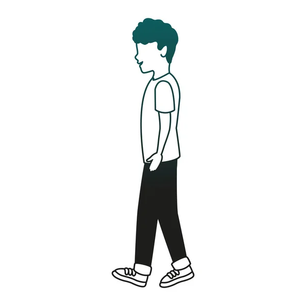 Giovane uomo che cammina in linee blu — Vettoriale Stock
