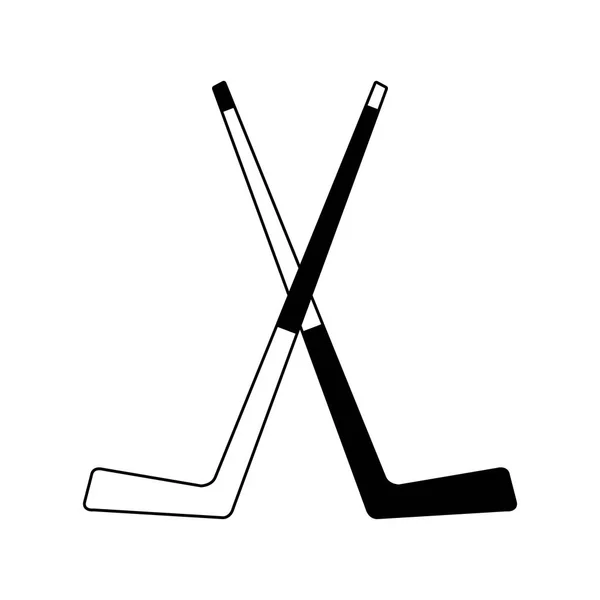 Palos de hockey sobre hielo en blanco y negro — Vector de stock