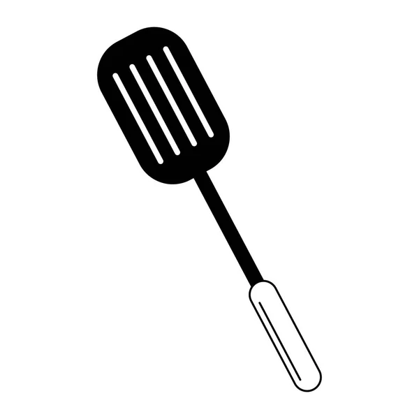 Kitchen turner utensil in black and white — Stock Vector