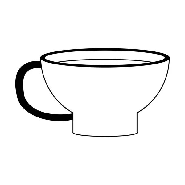 Fekete-fehér csésze forró kávé — Stock Vector