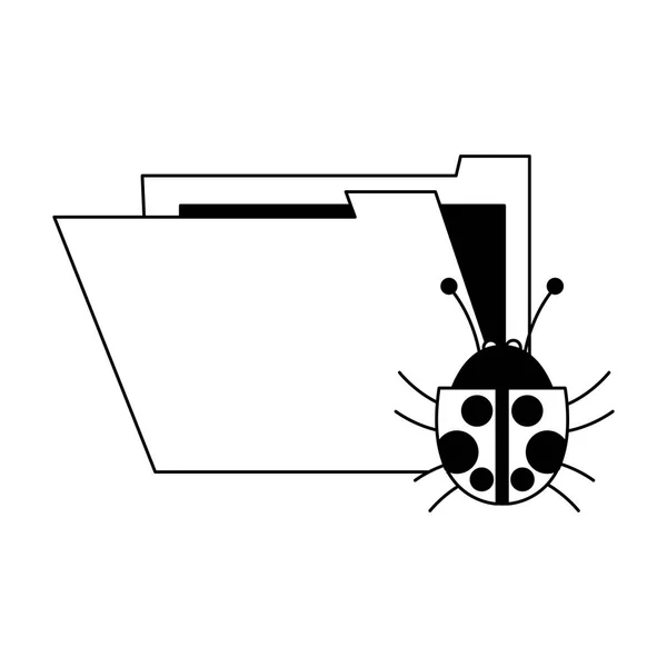 Dossier avec virus en noir et blanc — Image vectorielle