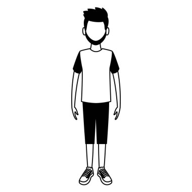 Genç adam çizgi film avatar siyah beyaz